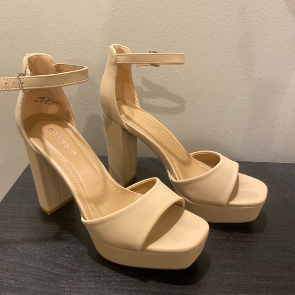 Nude Block Heels - Picture 1 of 3